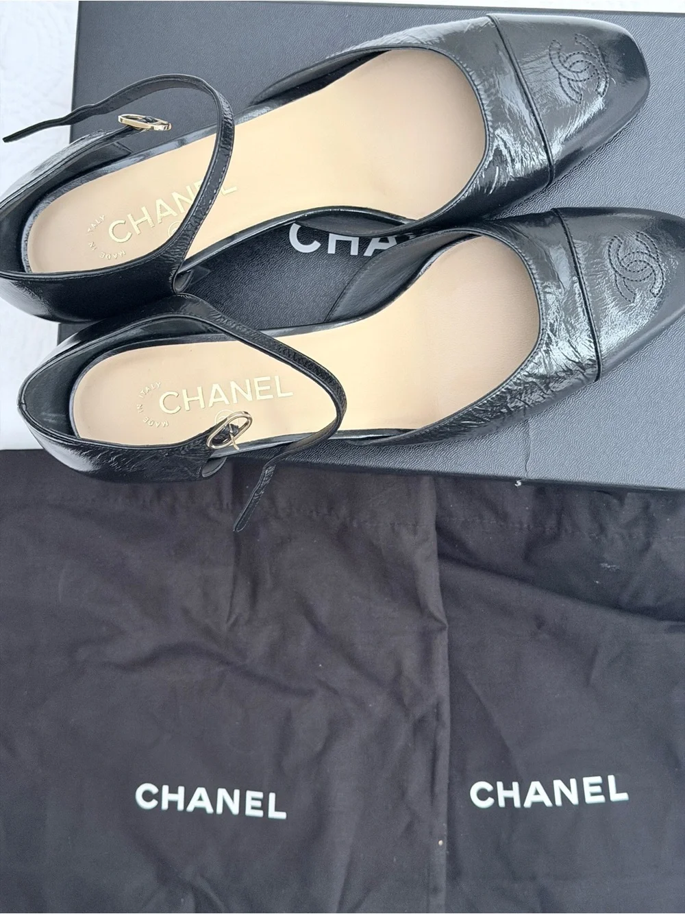 Authentic CHANEL Black Mary Janes 42